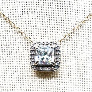 NWOT Sterling silver 18k gold plated squared pendant necklace 18”